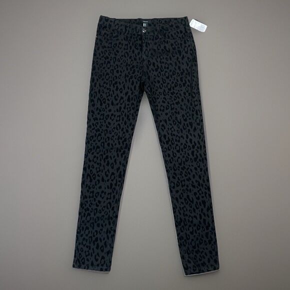 Nwt Forever 21 Womens Size 28 Black Leopard Velvet Print Skinny Jeans - Picture 1 of 10